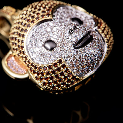 Iced Monkey Face Emoji Pendant