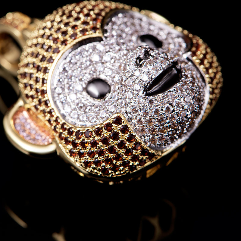 14K Gold Monkey Face Emoji Jewelry, iPhone X Emoji Necklace, Men's Pendants - Aporro Brand - APORRO