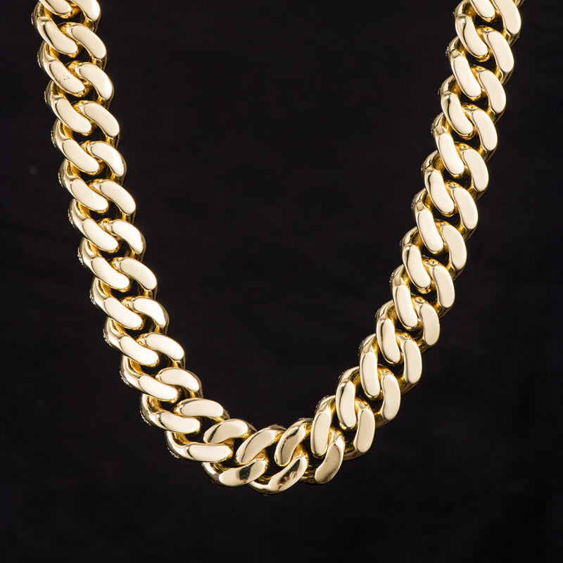 19mm Iced Two Tone Cuban Link Chain-Midnight Blue&White - APORRO