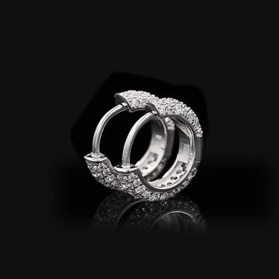 S925 Round Paved Hoop Earrings - Rose gold